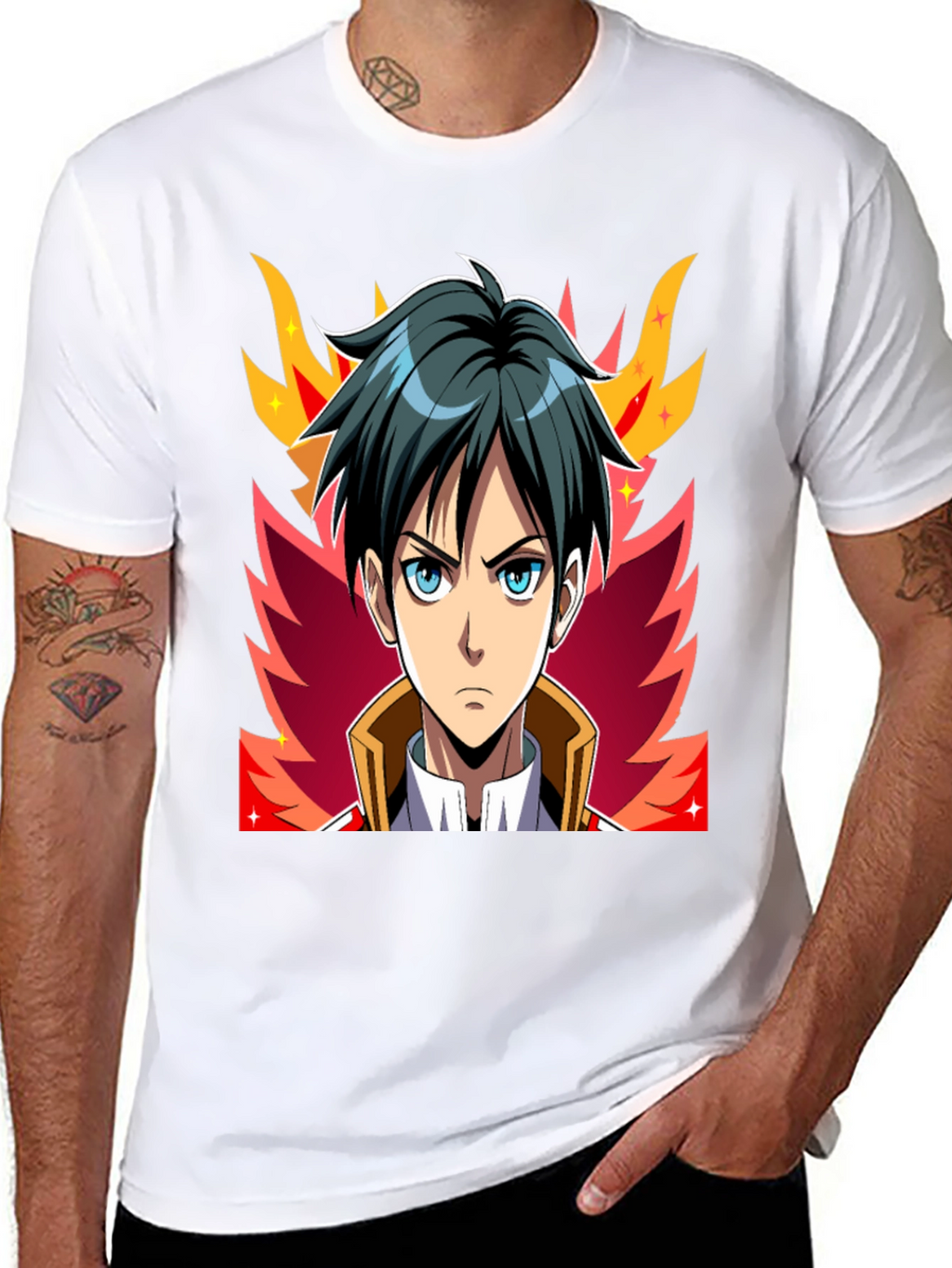 Anime Character Graphic Tee - Black
