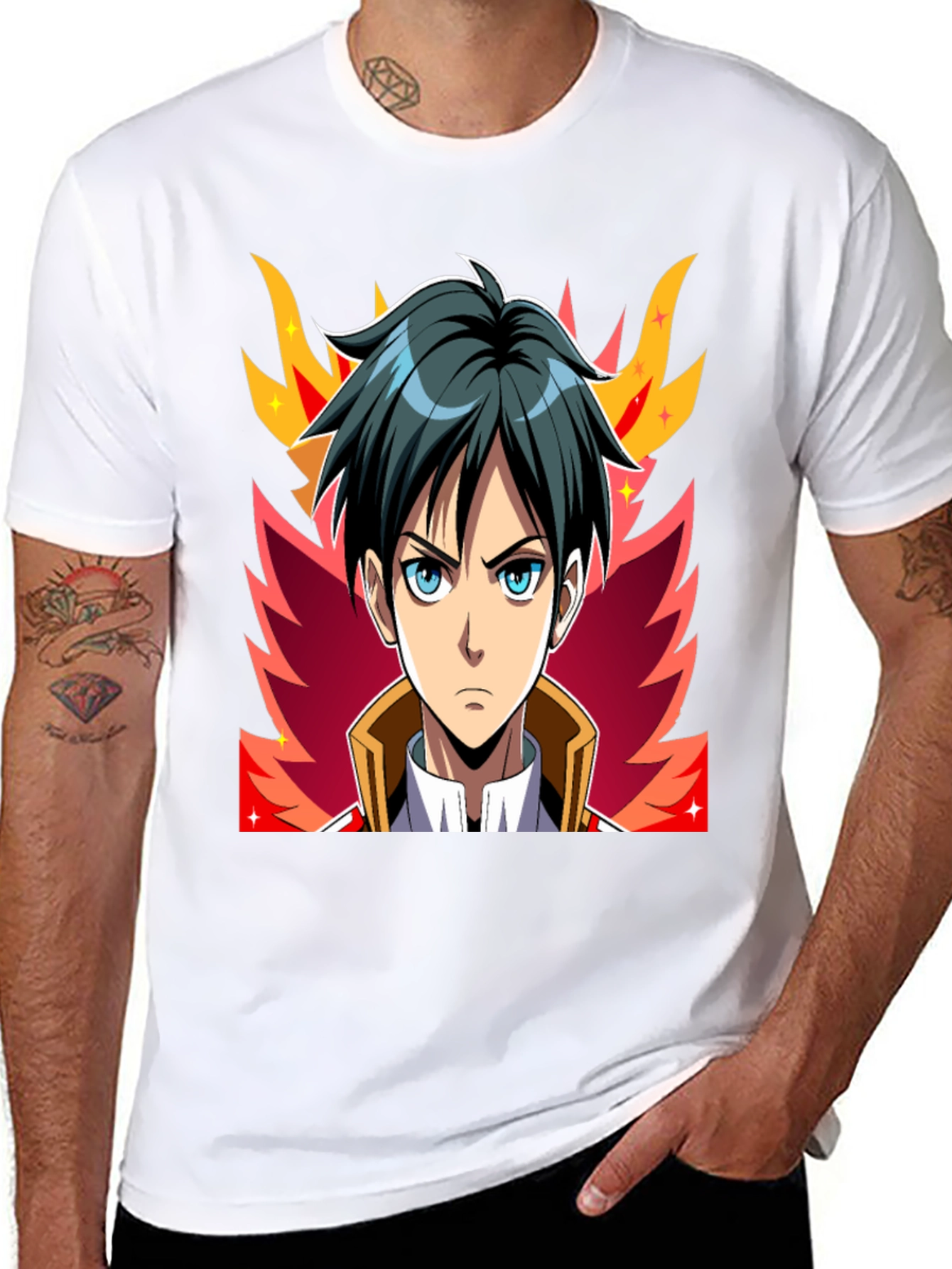 Anime Character Graphic Tee - Black