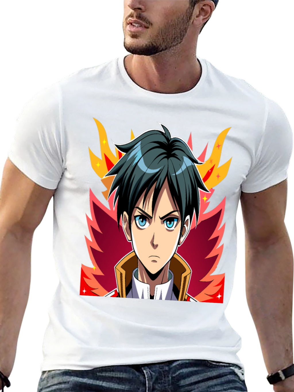 Anime Character Graphic Tee - Black