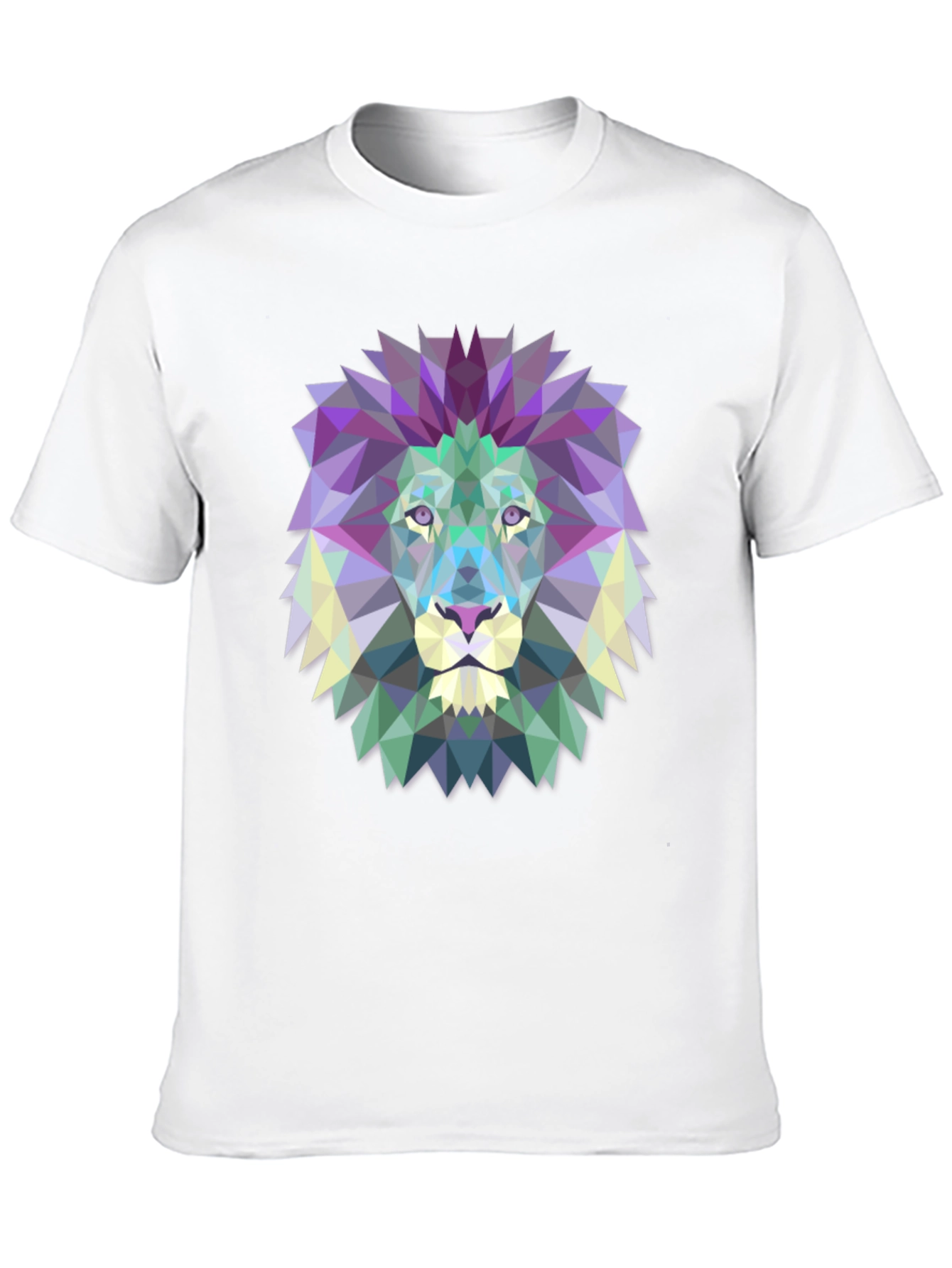 Geometric Lion Graphic Tee - Modern Mens T-Shirt