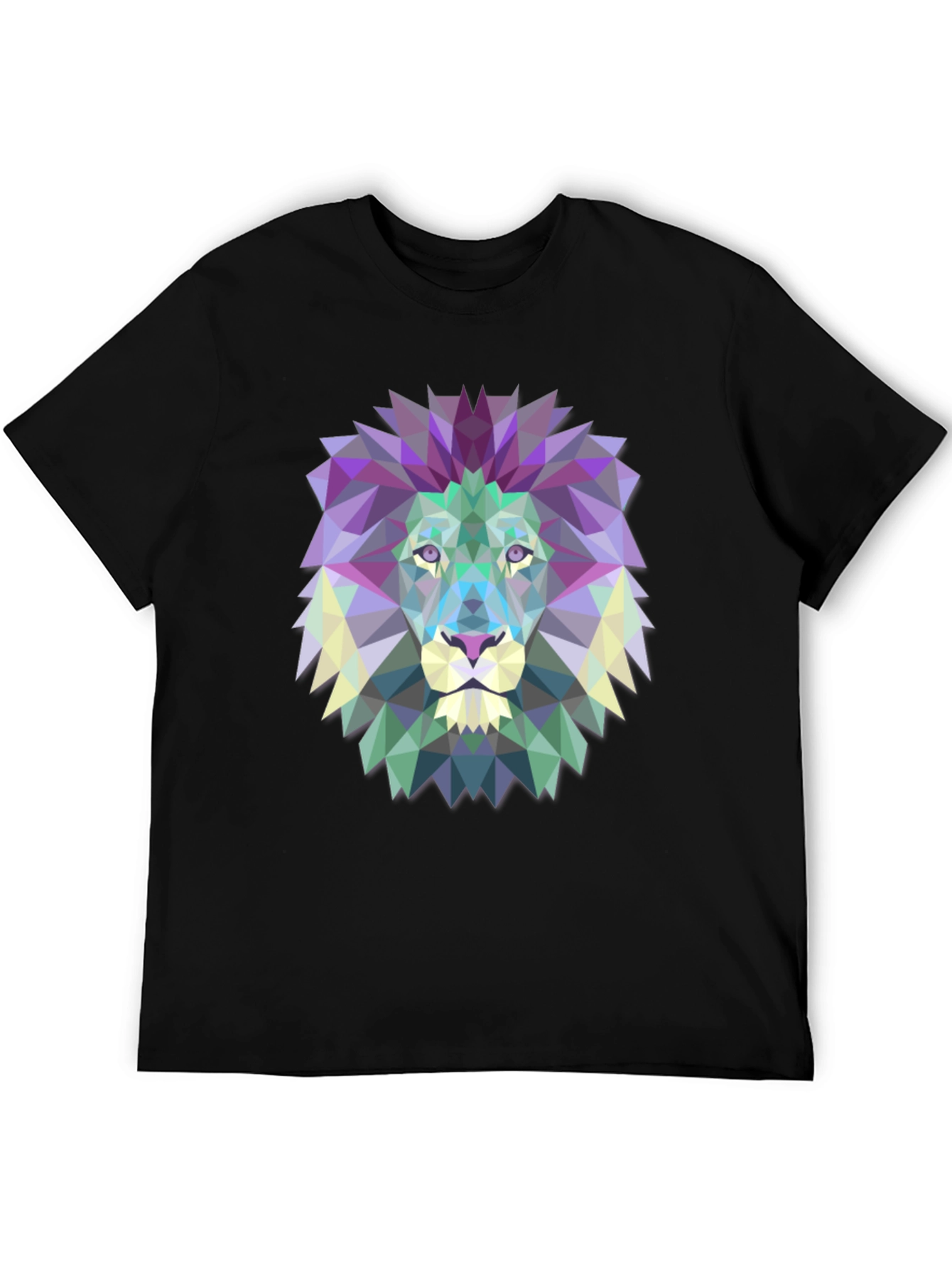 Geometric Lion Graphic Tee - Modern Mens T-Shirt