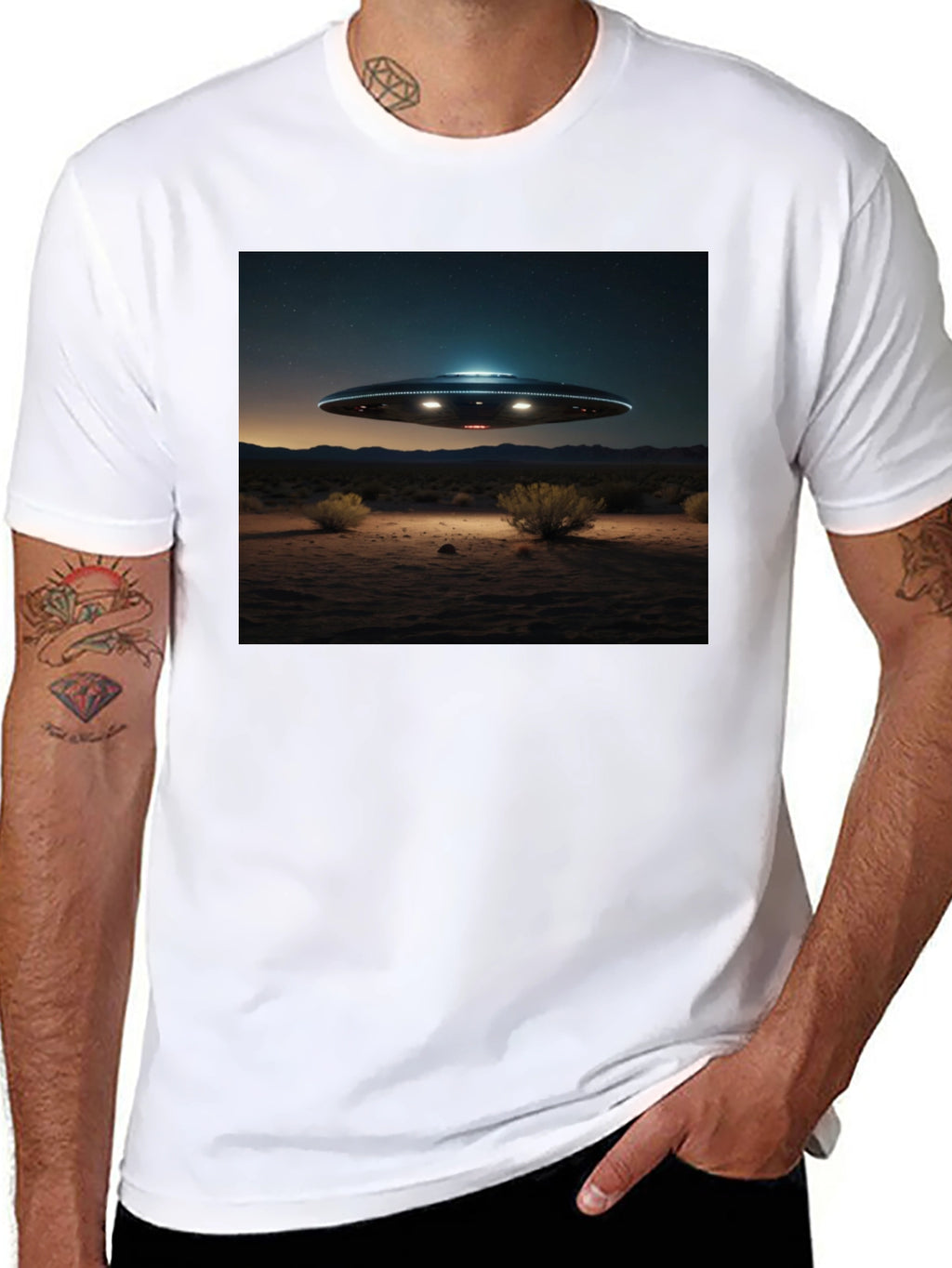 UFO Desert Scene Graphic Tee - Black