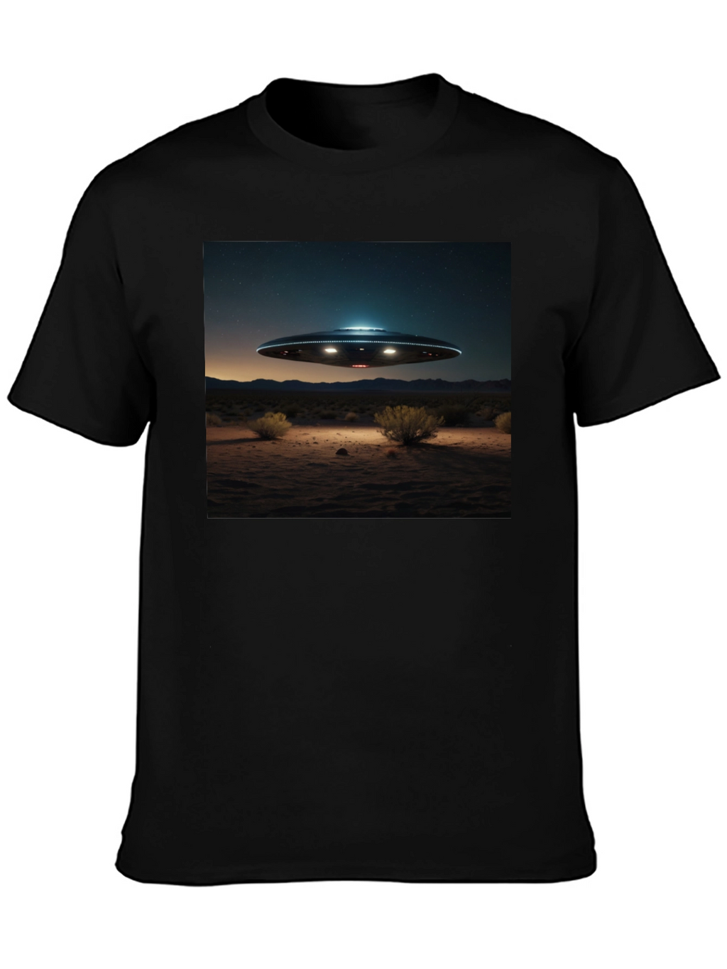 UFO Desert Scene Graphic Tee - Black