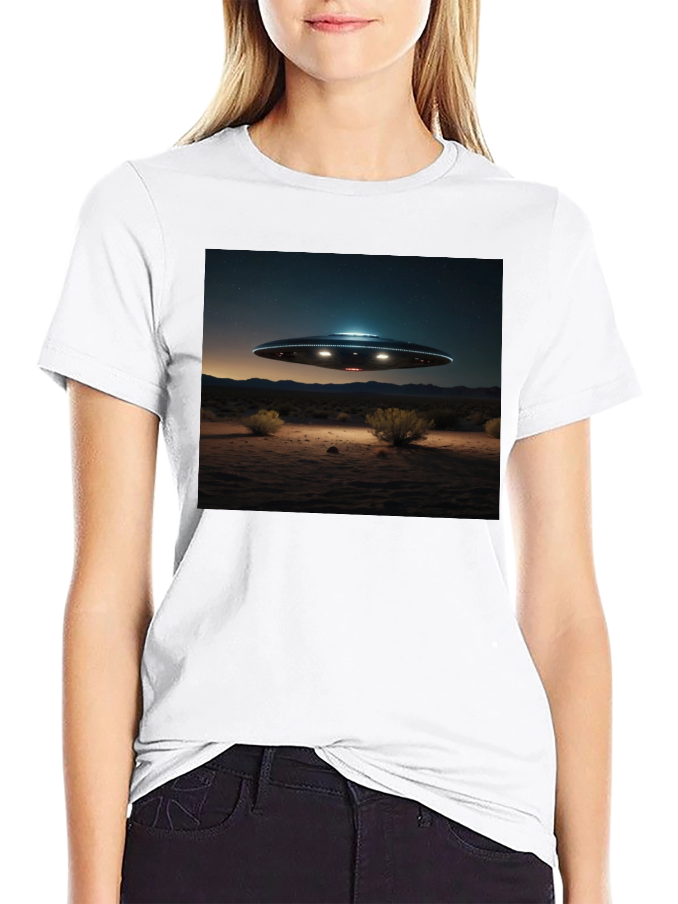 UFO Desert Scene Graphic Tee - Black