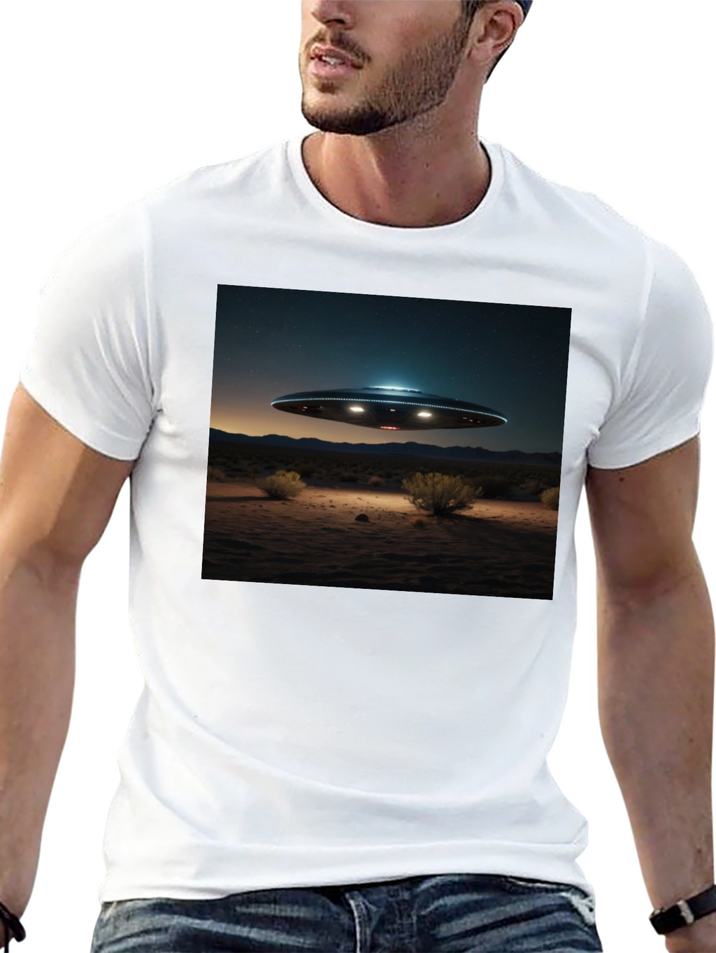 UFO Desert Scene Graphic Tee - Black