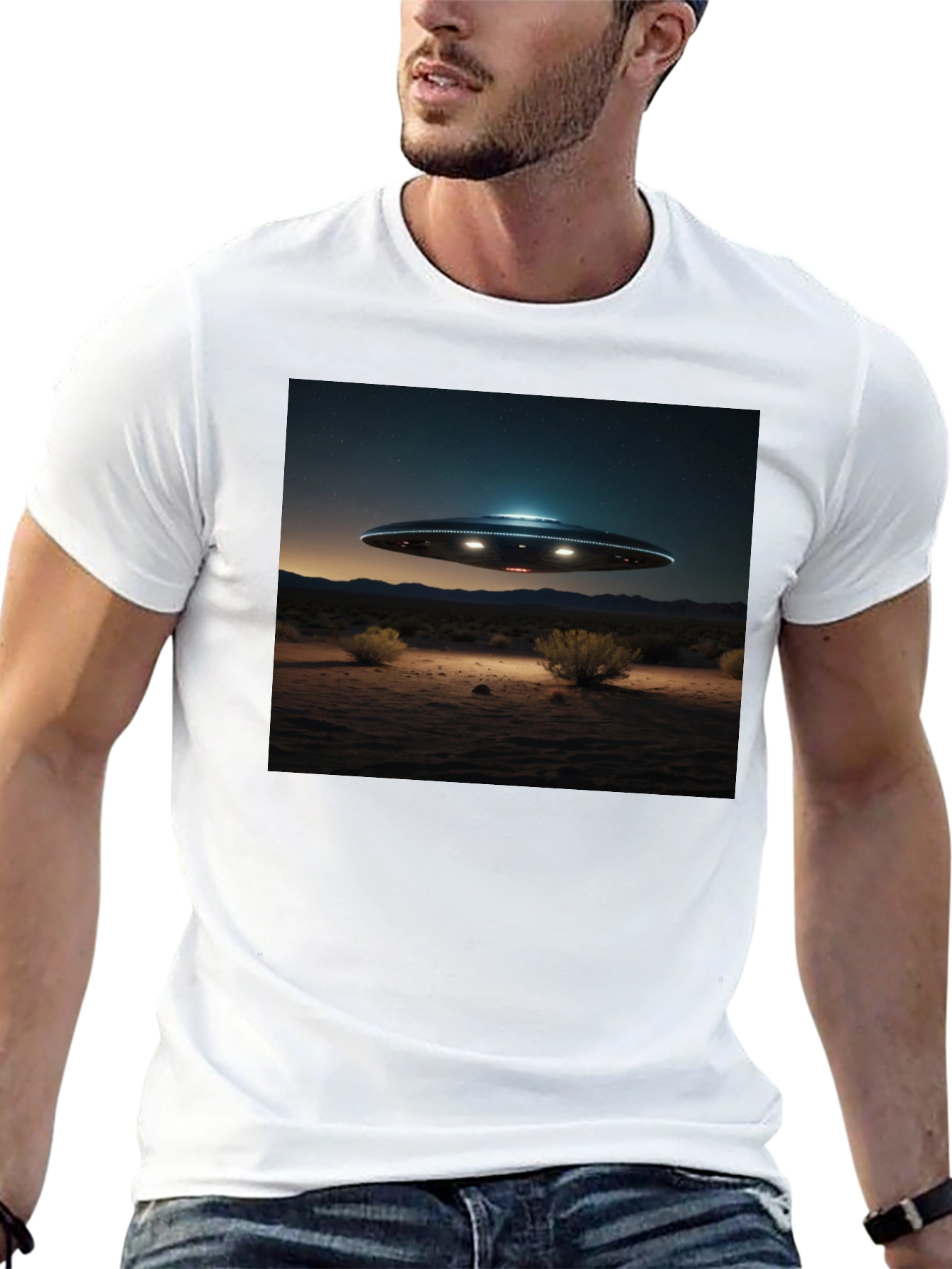 UFO Desert Scene Graphic Tee - Black