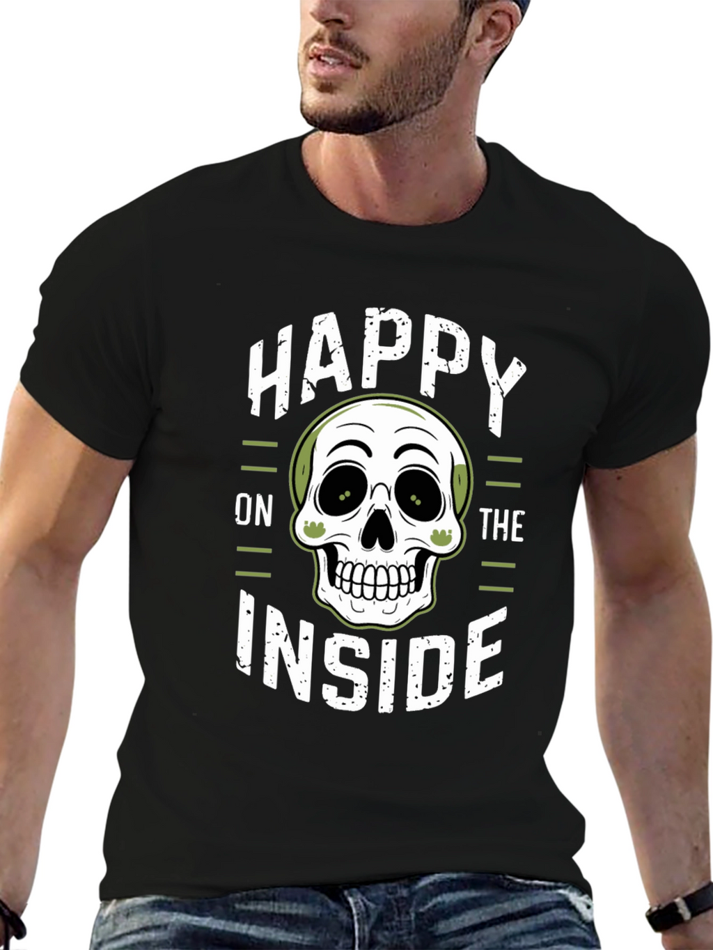 Happy on the Inside Skull Graphic T-Shirt
