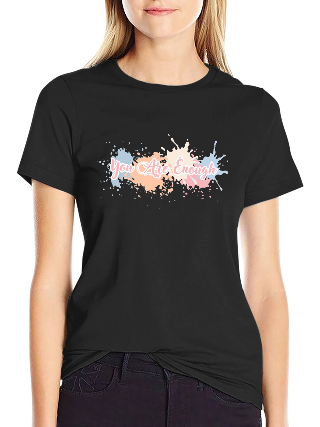 You Are Enough Black Graphic Tee