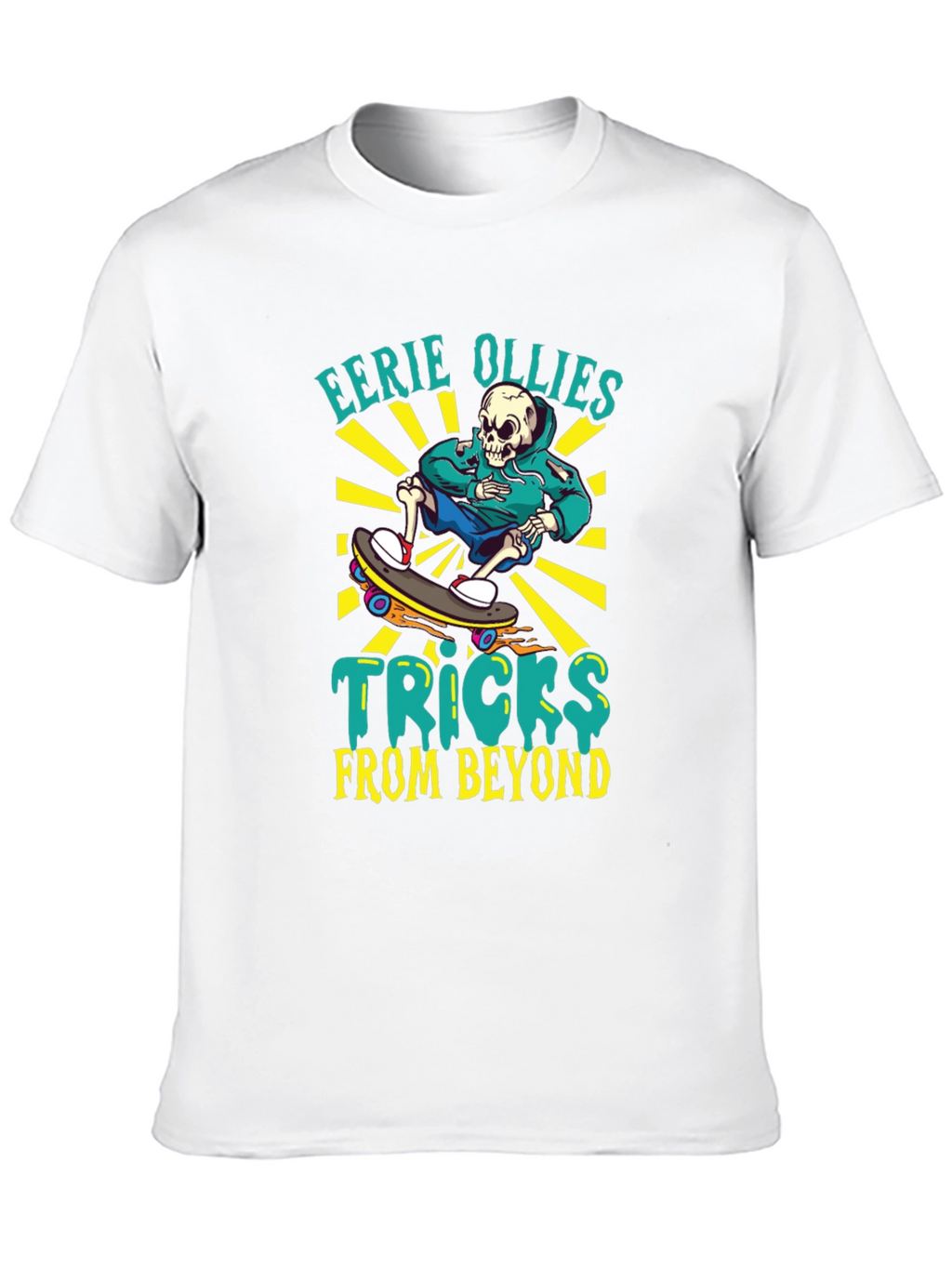 Eerie Ollies Skeleton Skateboard Graphic Tee