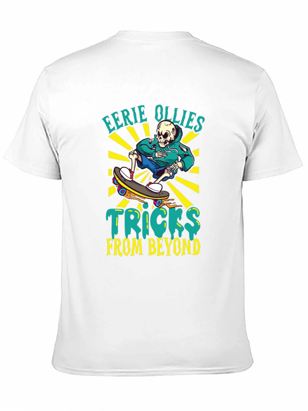 Eerie Ollies Skeleton Skateboard Graphic Tee