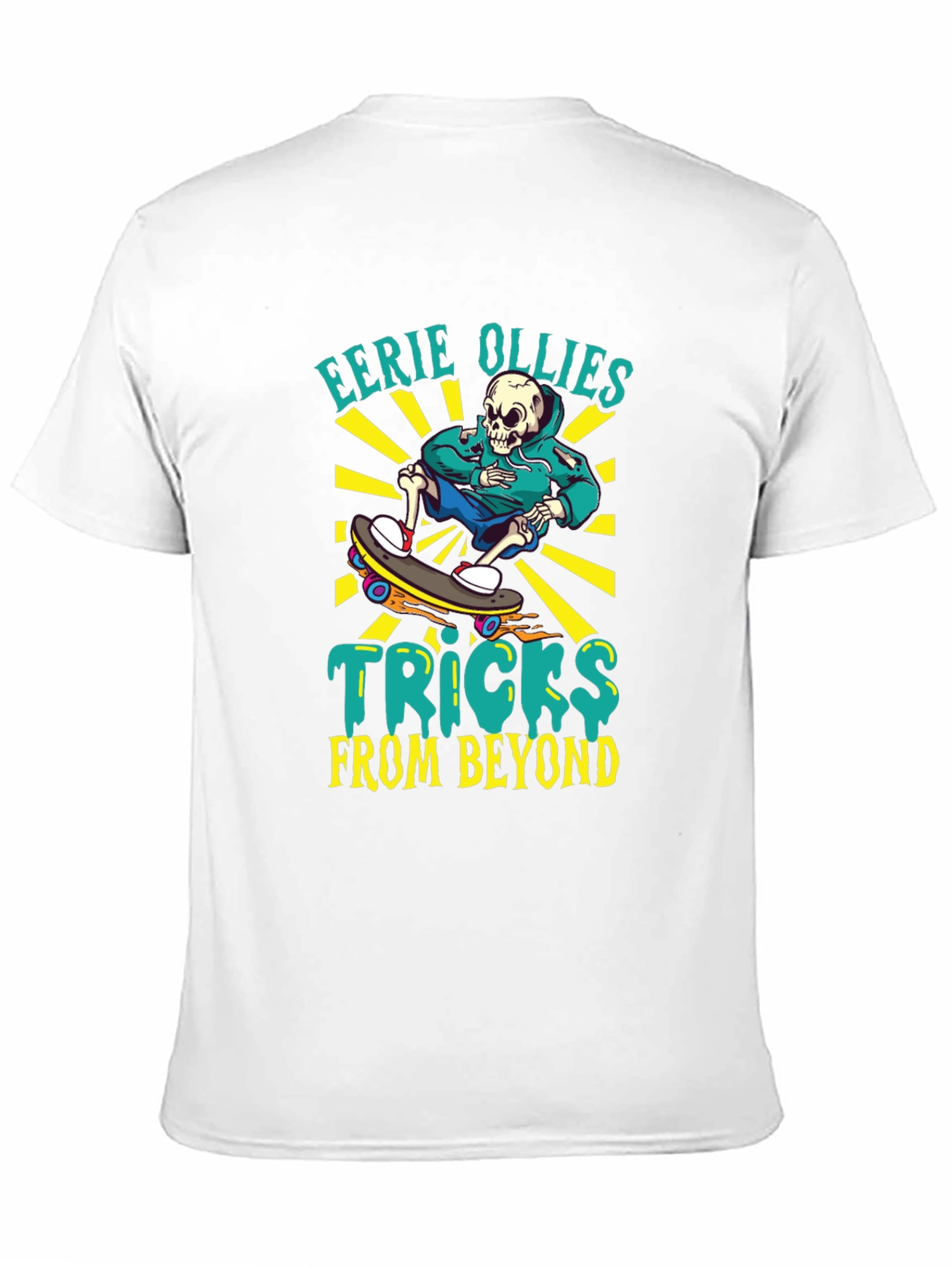 Eerie Ollies Skeleton Skateboard Graphic Tee