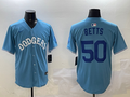 Men's Los Angeles Dodgers Mookie Betts #50 Light Blue Replica Player Jerseys