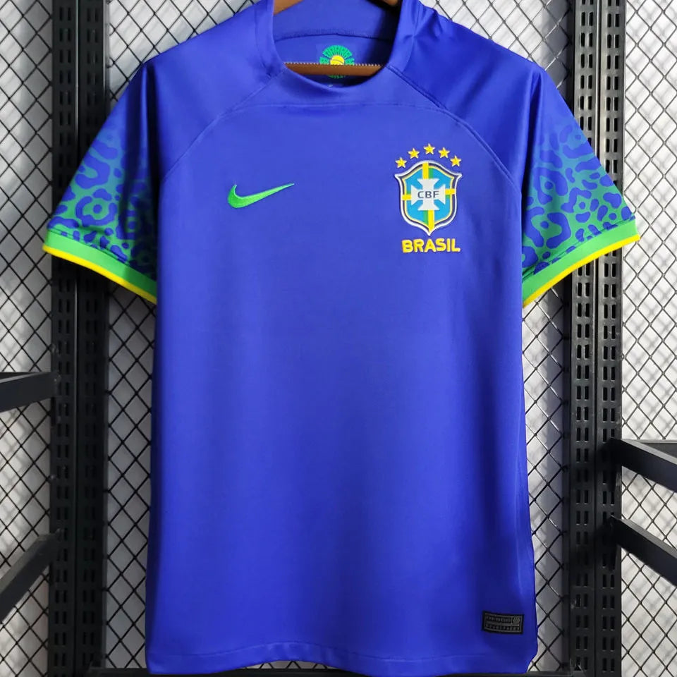 2022/23 Brazil Away 1:1 Quality Blue Fans Soccer Jersey Detail 4