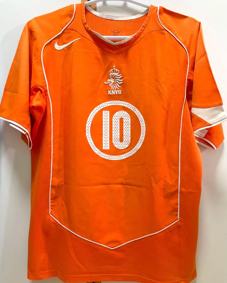 V. NISTELROOY #10 NL Home Orange Retro Jersey 2004 ★★ Back
