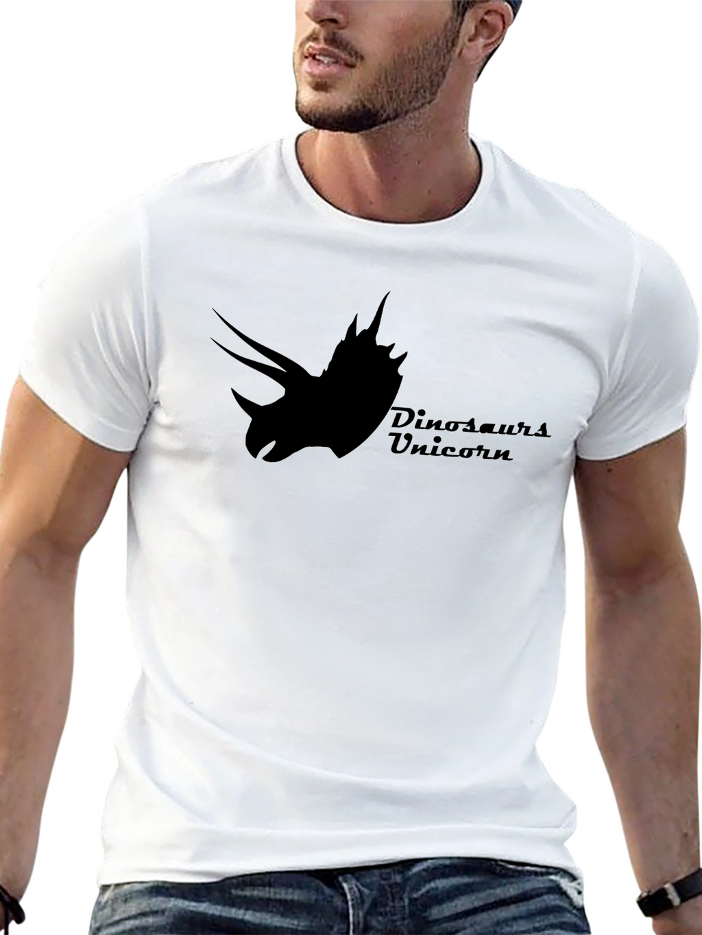 Dinosaurs Unicorn Black T-Shirt
