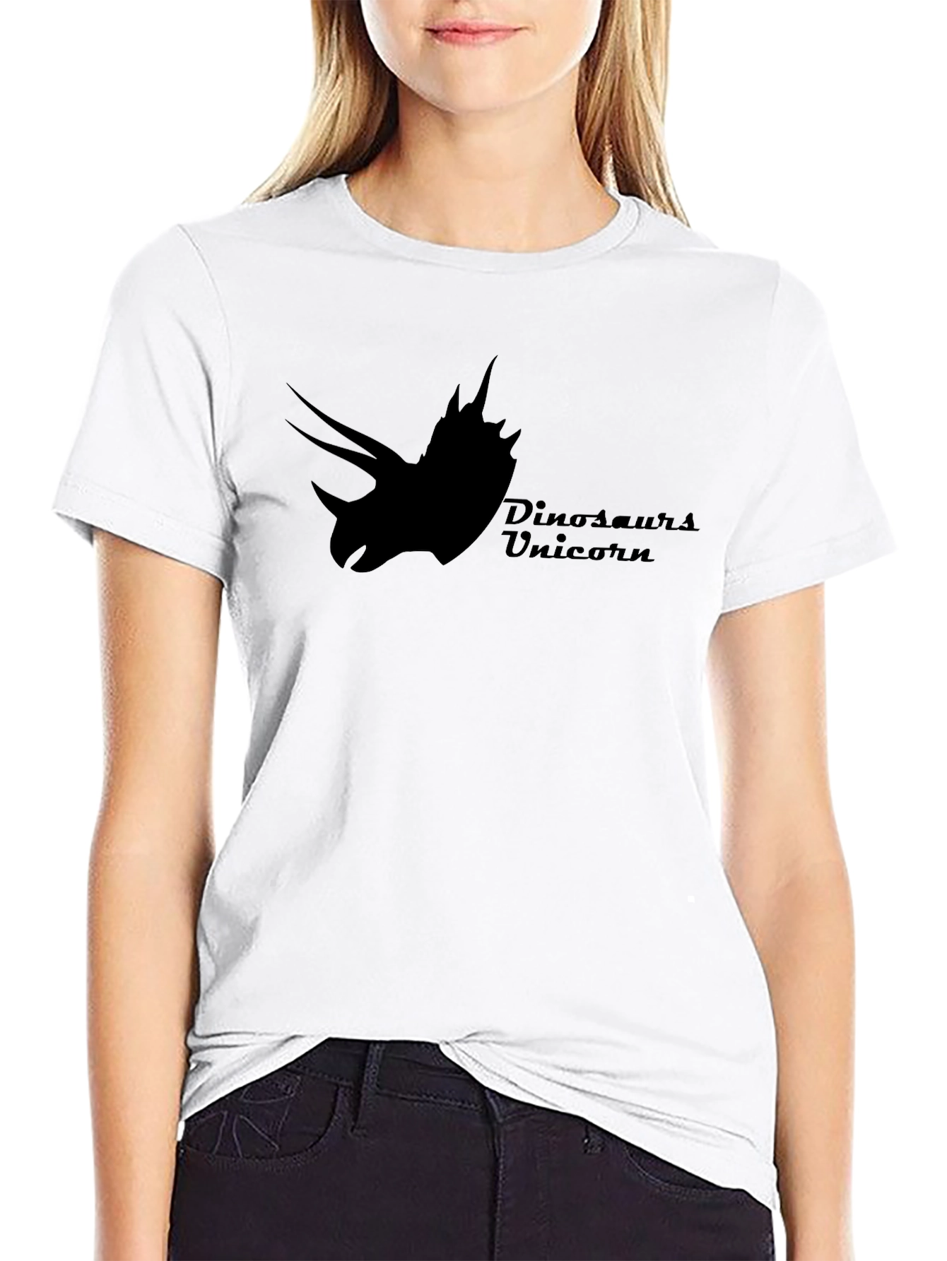 Dinosaurs Unicorn Black T-Shirt