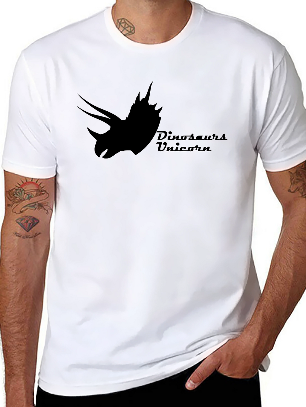 Dinosaurs Unicorn Black T-Shirt