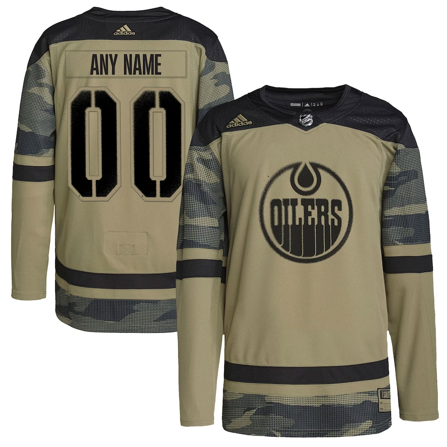 Men's Edmonton Oilers Camo Military Appreciation Team Authentic Custom Practice Jerseys