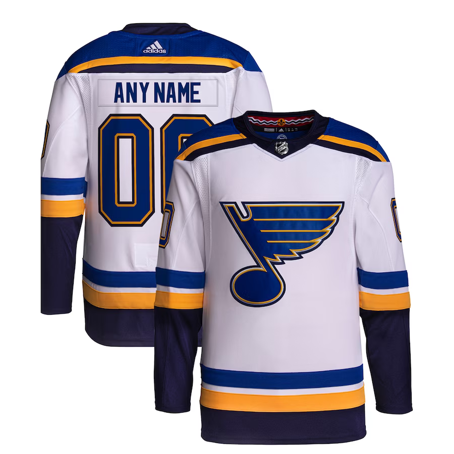 Men's St. Louis Blues White Away Primegreen Authentic Custom Jerseys