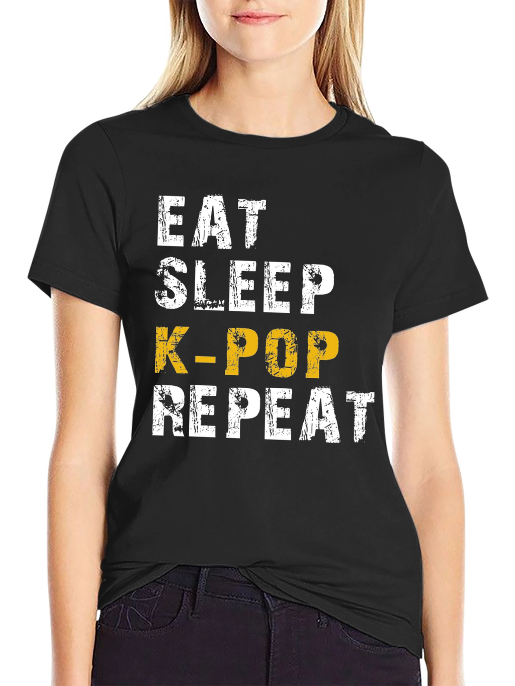 Eat Sleep K-Pop Repeat Black T-Shirt