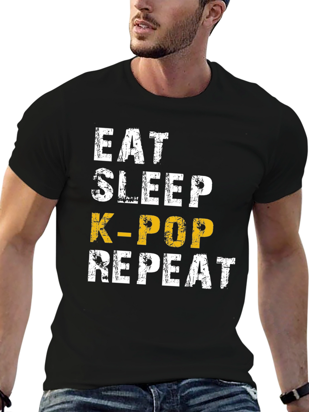 Eat Sleep K-Pop Repeat Black T-Shirt