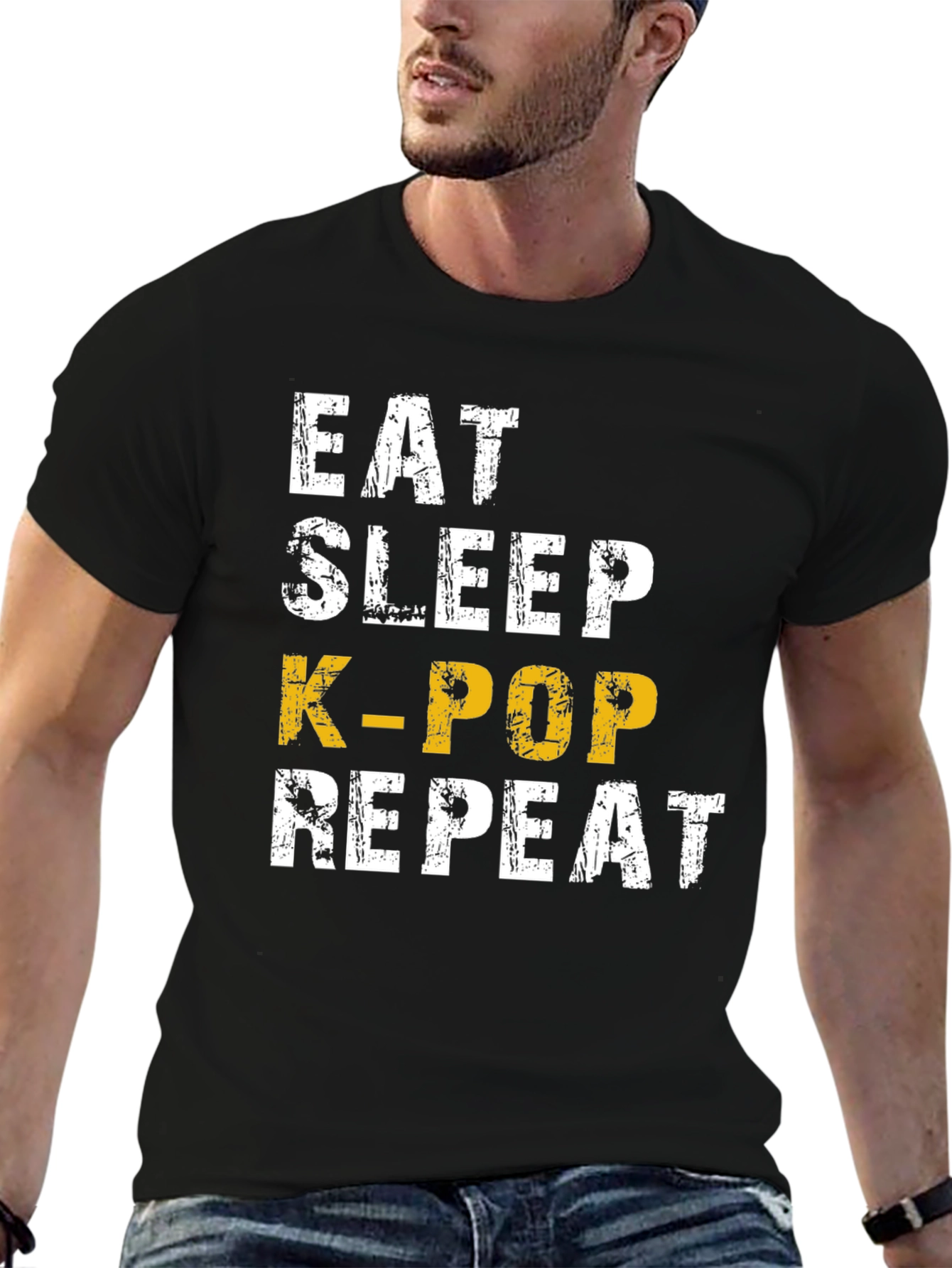 Eat Sleep K-Pop Repeat Black T-Shirt