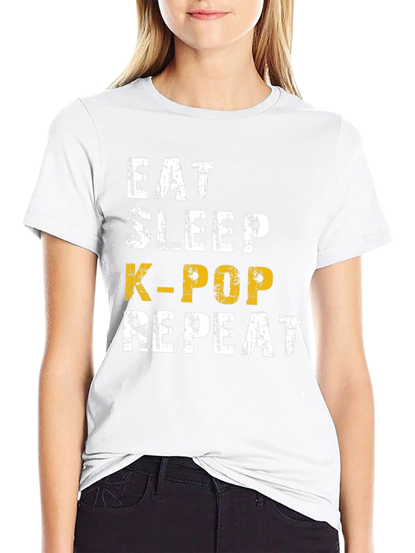 Eat Sleep K-Pop Repeat Black T-Shirt