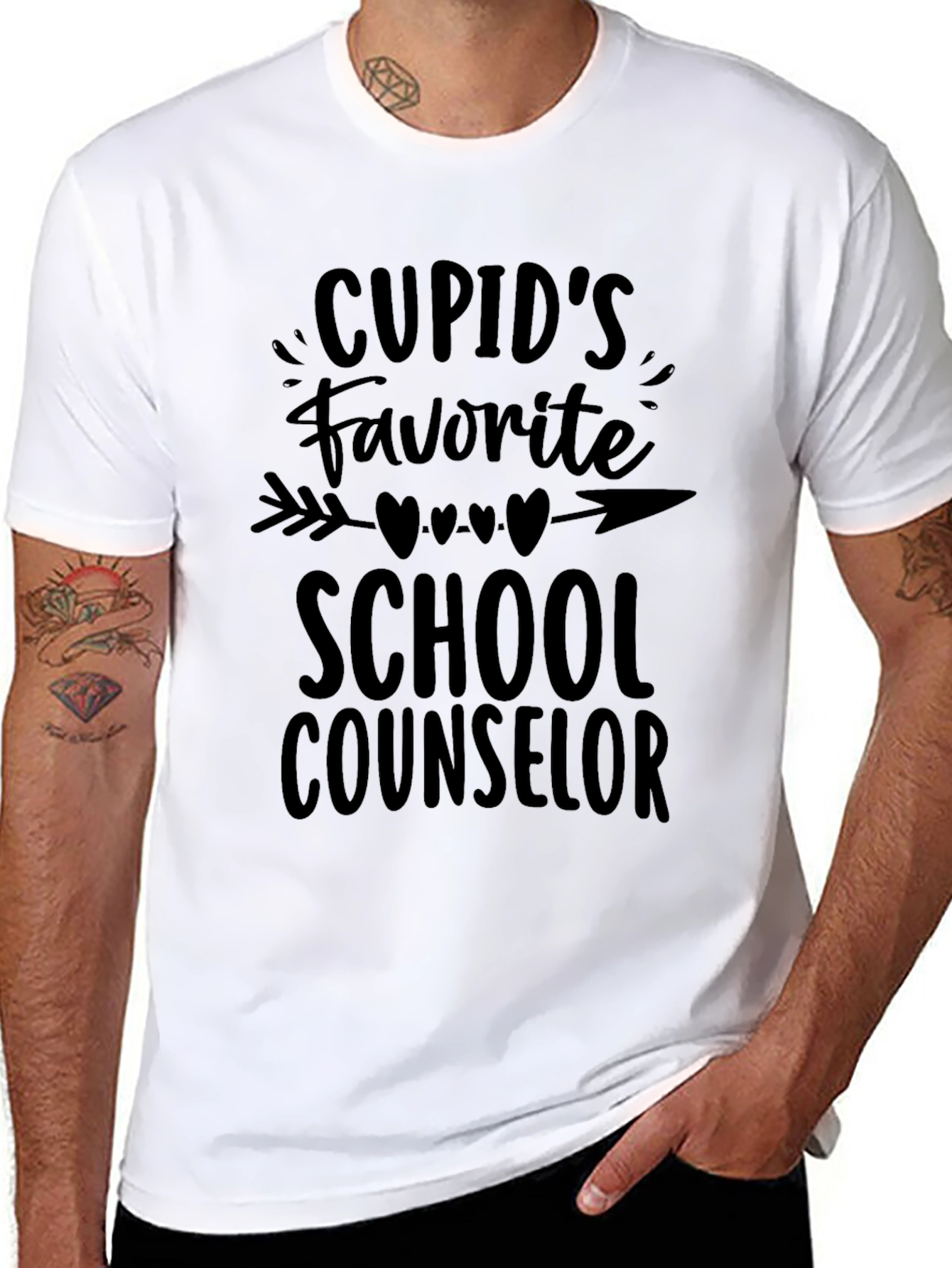 Cupids Favorite School Counselor Black T-Shirt