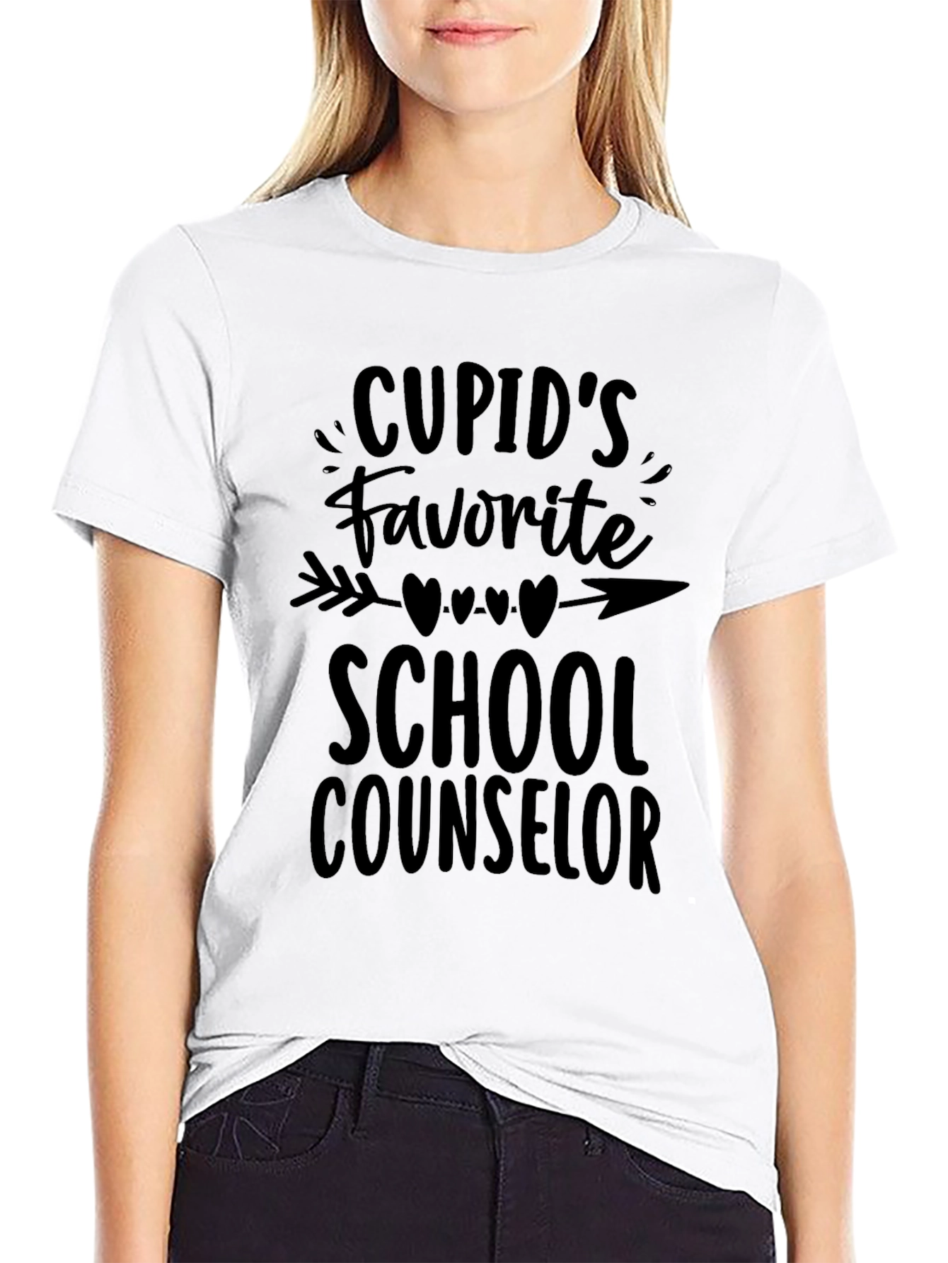 Cupids Favorite School Counselor Black T-Shirt