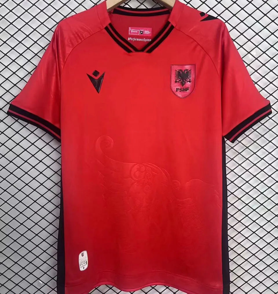 2025/26 Albania Home Red Fans Soccer Jersey 阿尔巴尼亚 Front