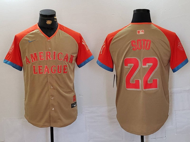 Men's American League Juan Soto #22 Cream 2024 MLB All-Star Game Limited Player Jerseys