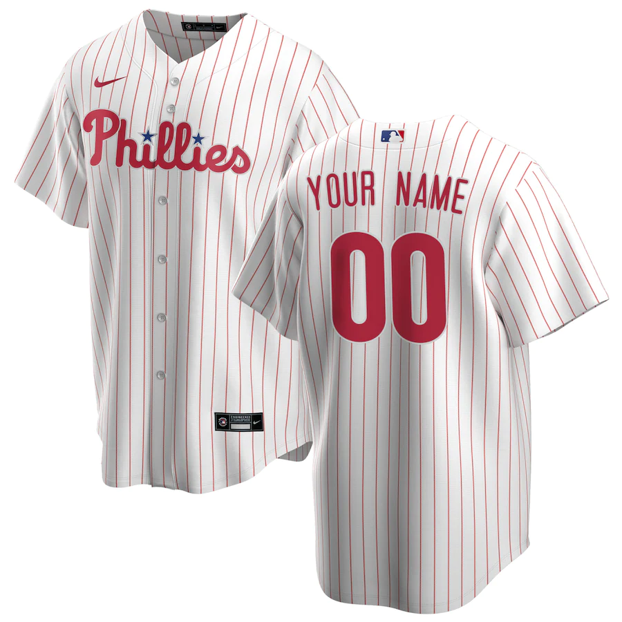 Men's Philadelphia Phillies White Home Replica Custom Jerseys