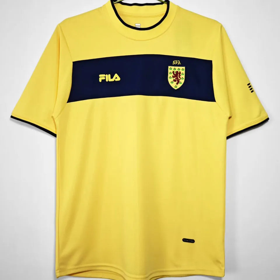 2002 Scotland Away Yellow Retro Soccer Jersey Front