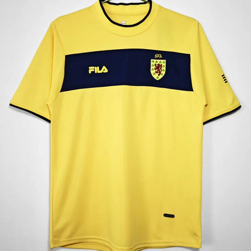 2002 Scotland Away Yellow Retro Soccer Jersey Front