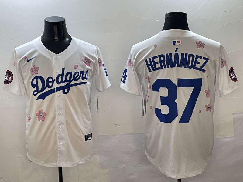 Men's Los Angeles Dodgers Teoscar Hernandez #37 White Game Jerseys