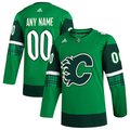 Men's Calgary Flames Kelly Green St. Patrick's Day Authentic Custom Jerseys