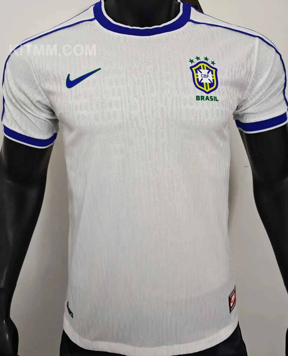 1998 Brazil White Retro Player Version Soccer Jersey 球员版 Front