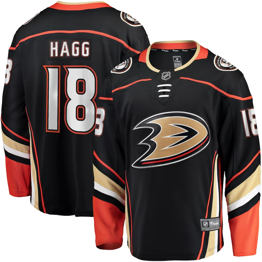 Men's Anaheim Ducks Robert Hagg #18 Black Home Breakaway Jerseys