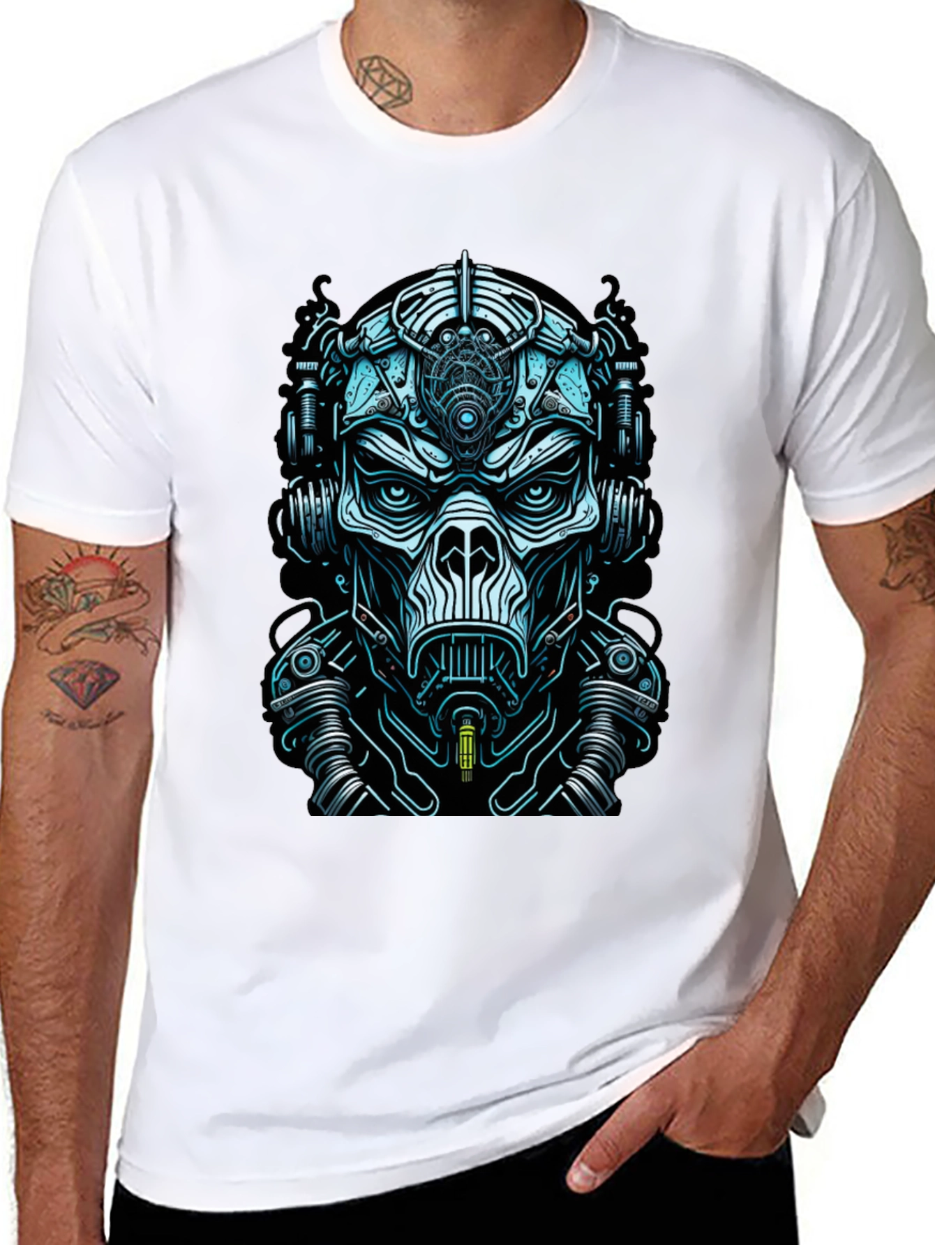 Cyberpunk Mask Graphic Tee - Unique Design