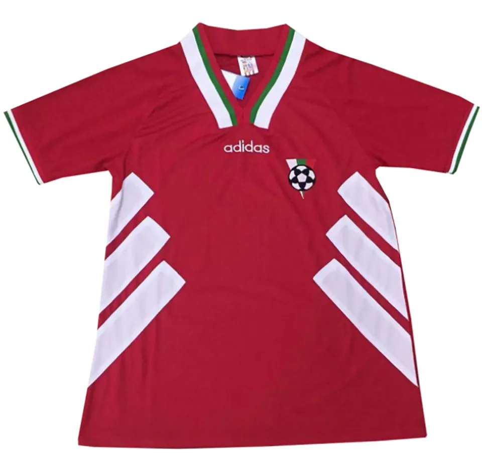1994 Bulgaria Away Red Retro Soccer Jersey Front