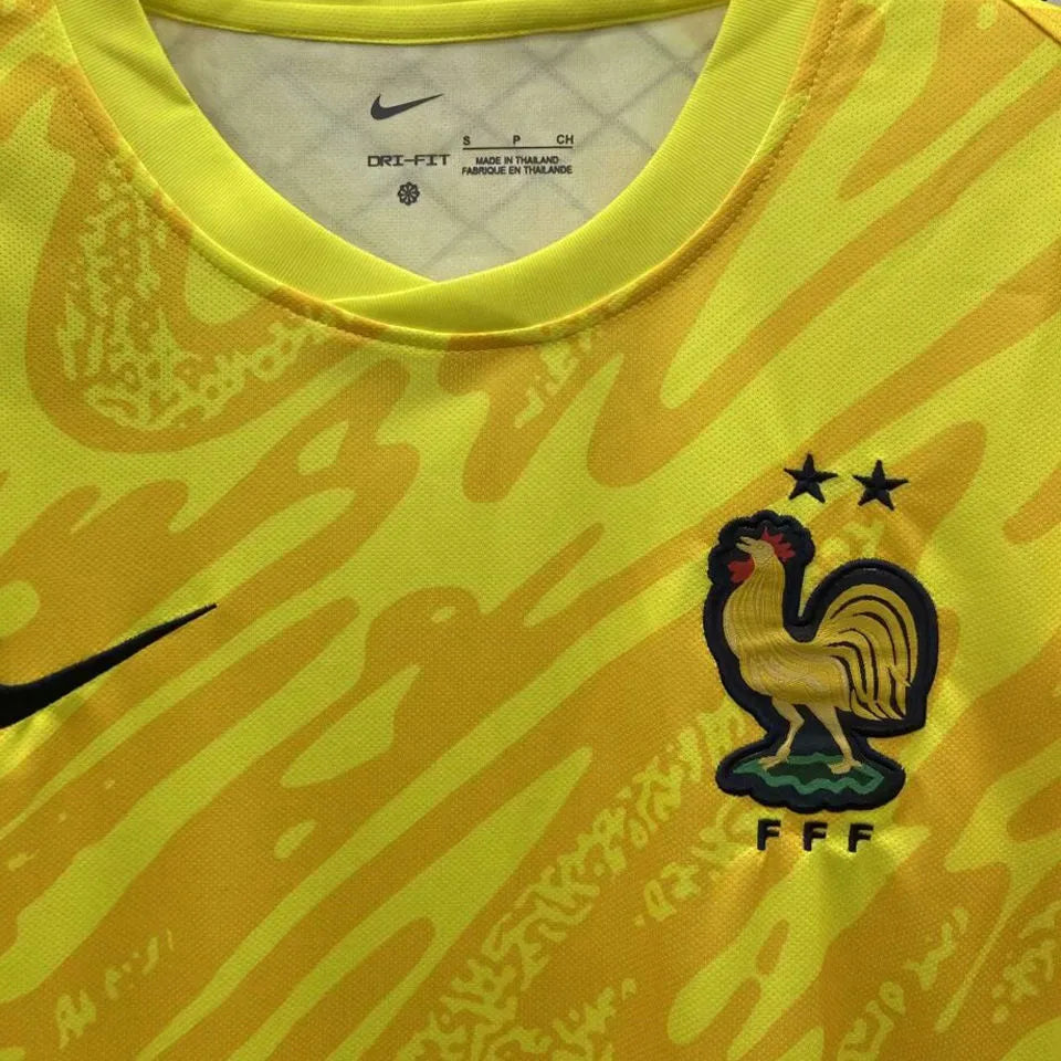 2024/25 France Yellow Goalkeeper Fans Soccer Jersey Detail 1