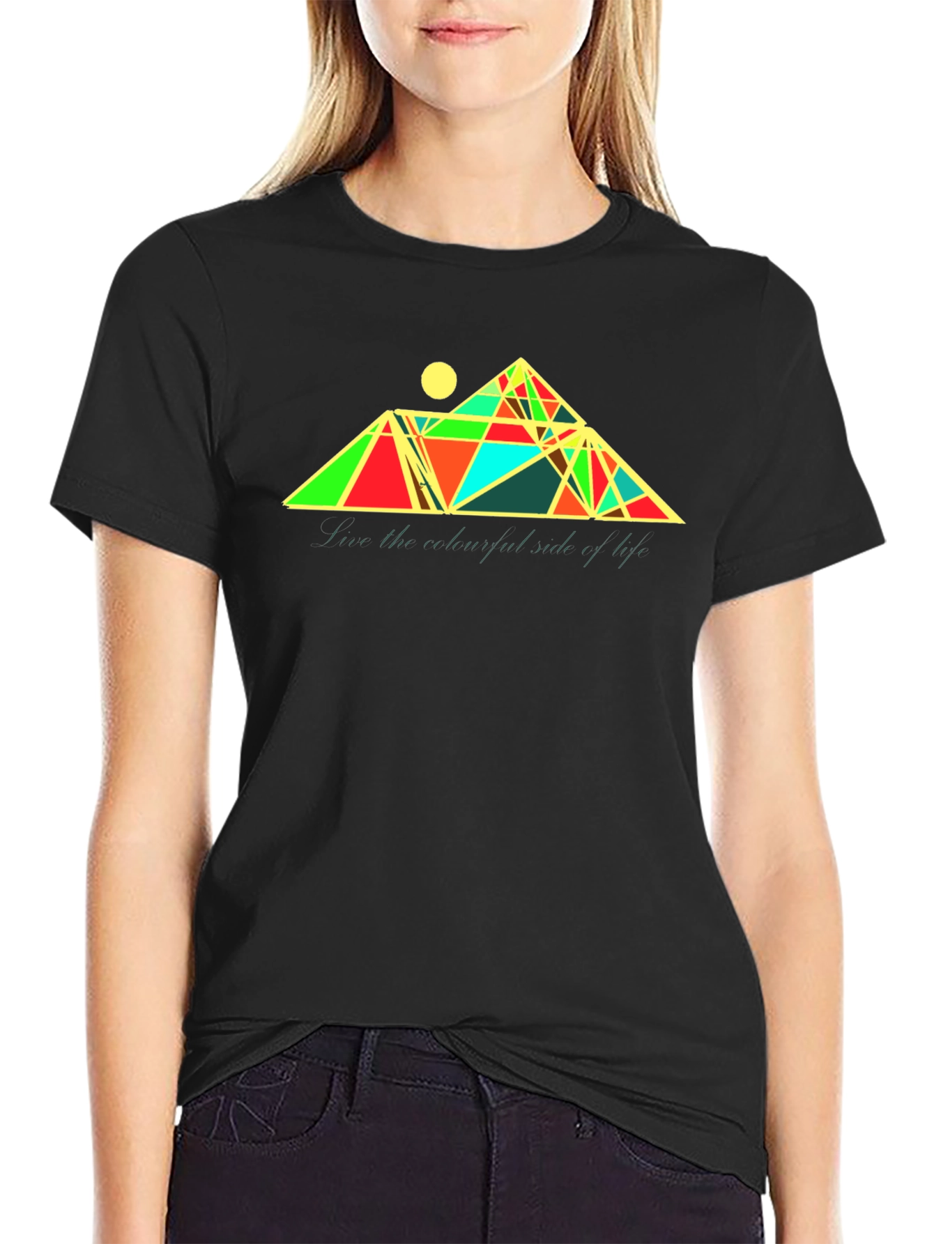 Geometric Mountain Graphic Tee - Colorful Statement Shirt
