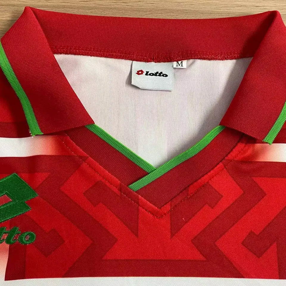 1994/1995 Morocco Home Red Retro Long Sleeve Soccer Jersey Detail 1