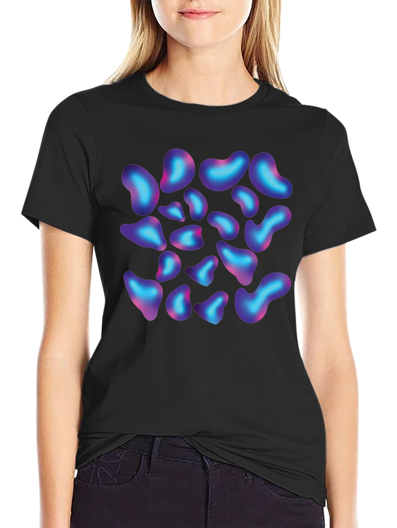 Abstract Blob Print Black T-Shirt