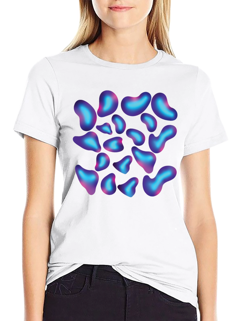 Abstract Blob Print Black T-Shirt