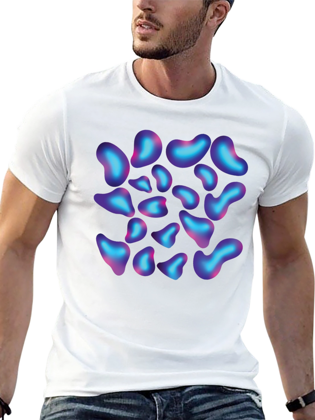 Abstract Blob Print Black T-Shirt