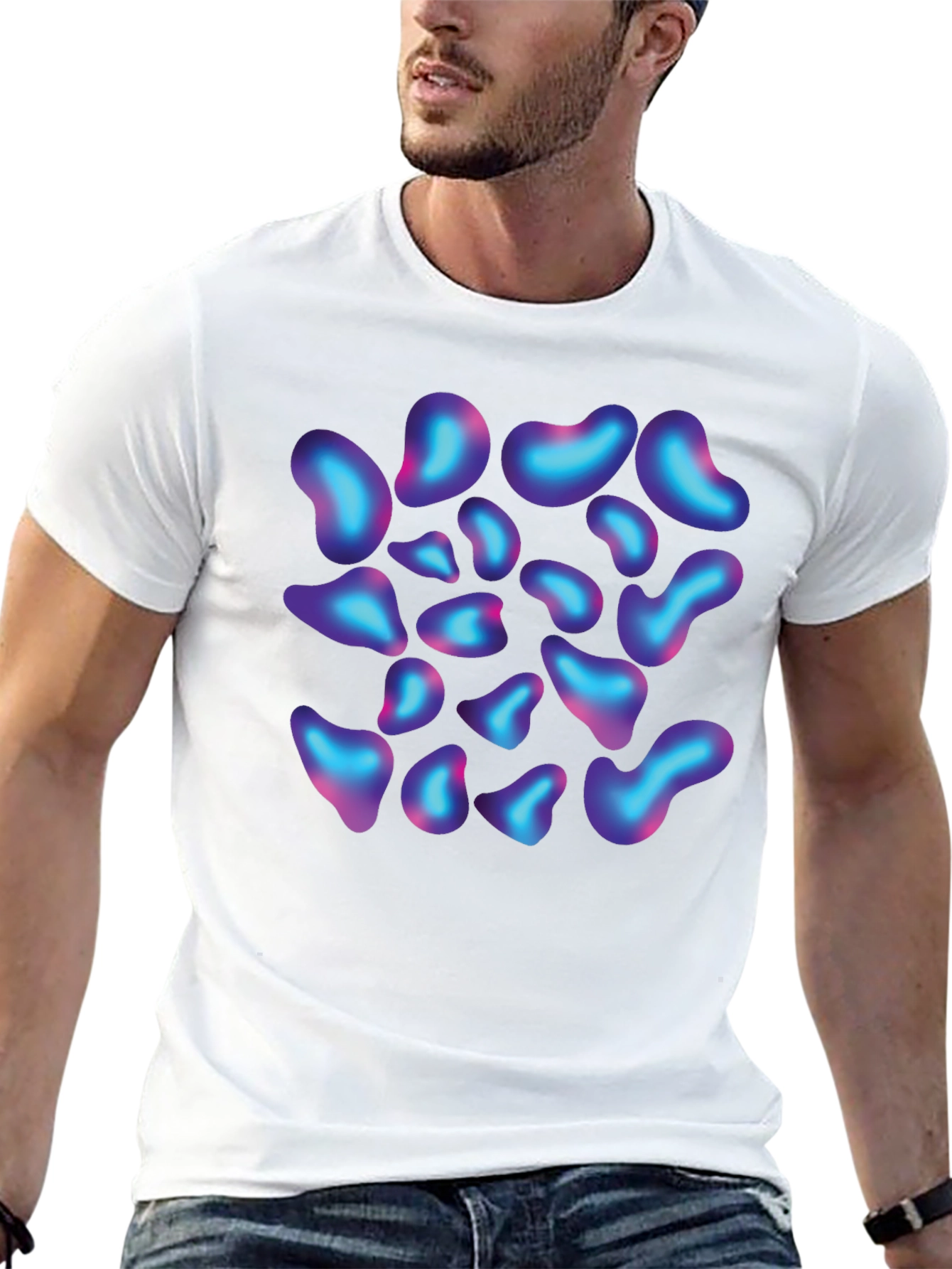 Abstract Blob Print Black T-Shirt