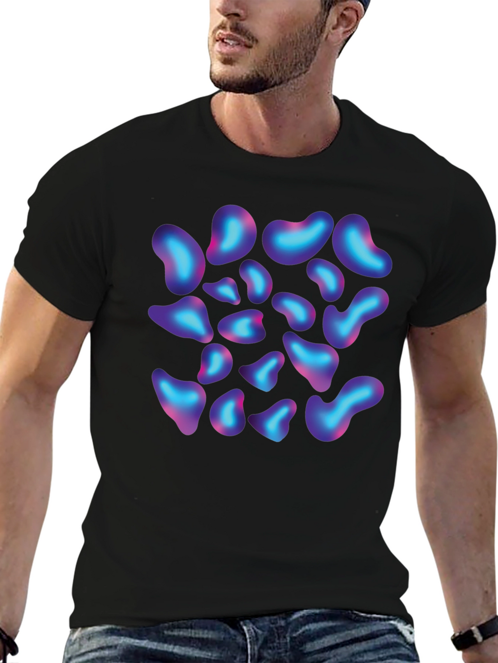 Abstract Blob Print Black T-Shirt