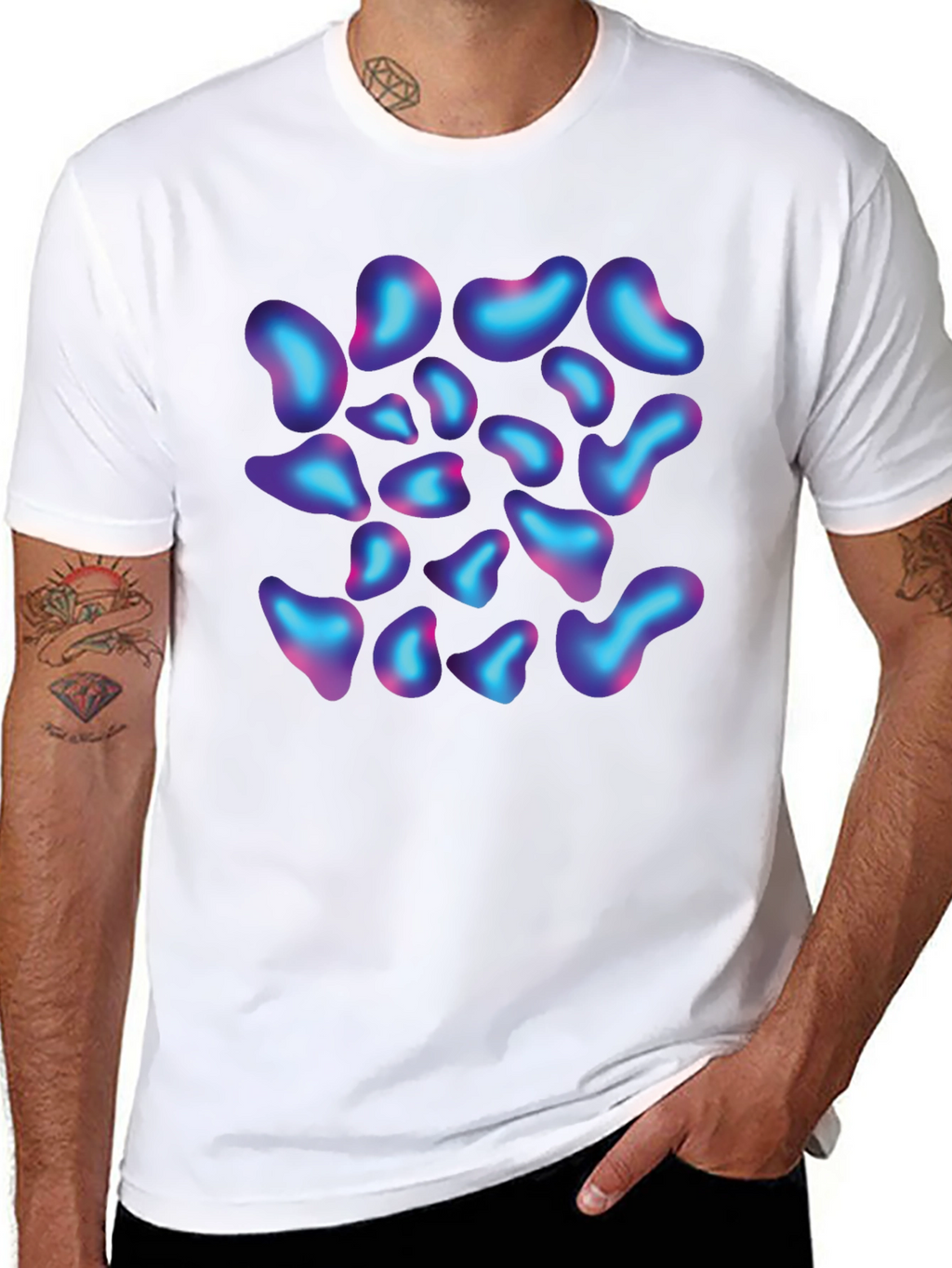 Abstract Blob Print Black T-Shirt
