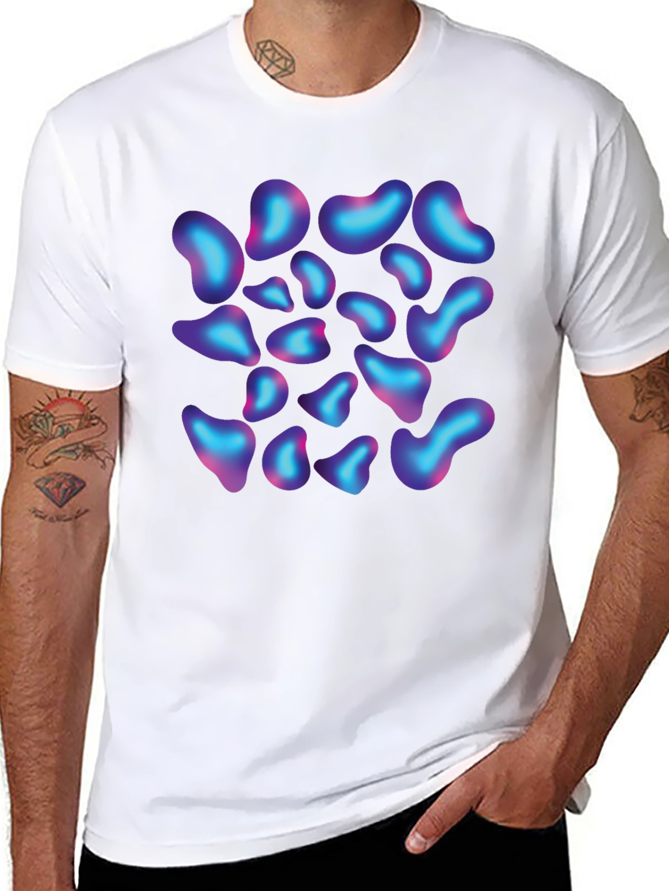 Abstract Blob Print Black T-Shirt